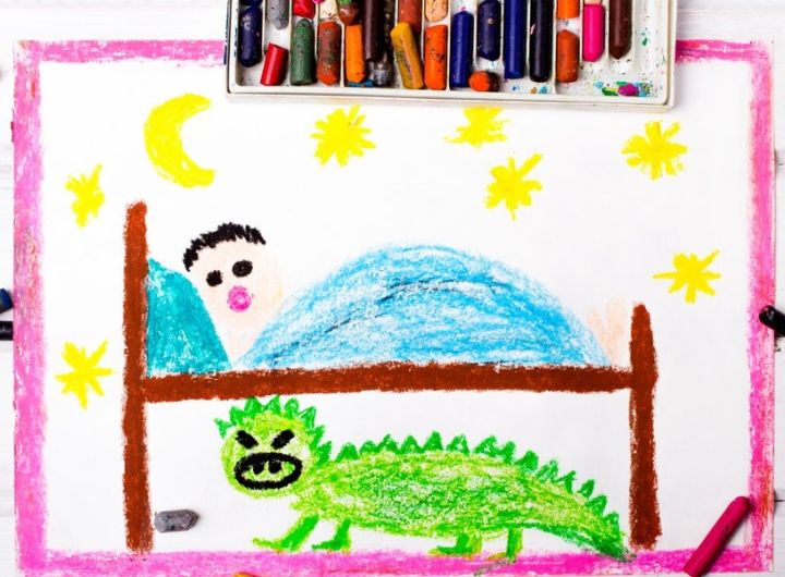 child's crayon drawing of monster under the bed
